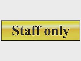 STAFF ONLY SIGN BRASS 200X50MM