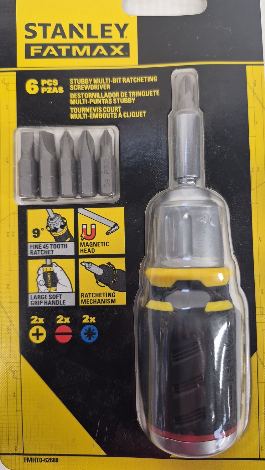 STANLEY FATMAX RATCHET SCREWDRIVER STUBBY