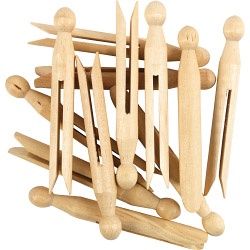 WOODEN DOLLY CLOTHES PEGS X24