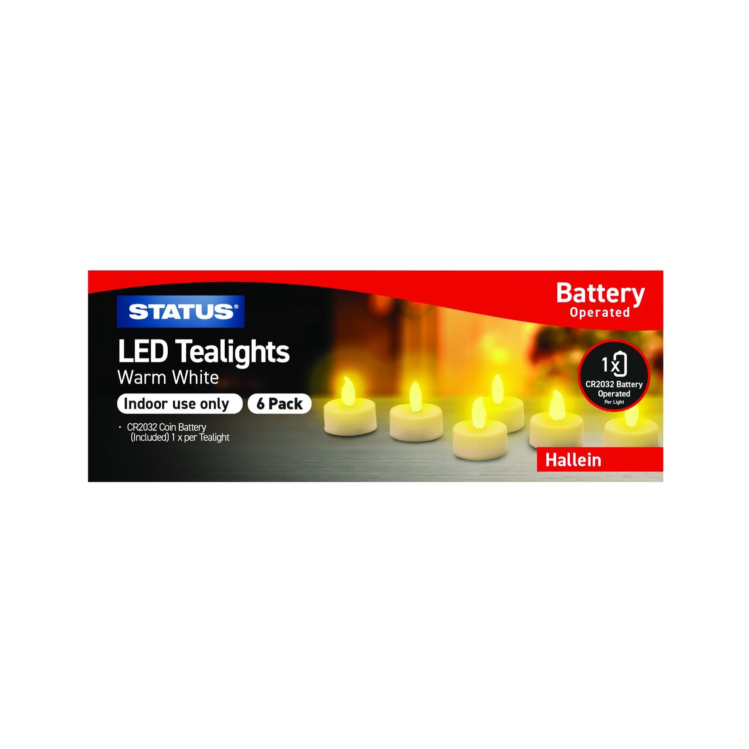 LED HALLEIN FLAMELESS TEALIGHTS 6 PACK