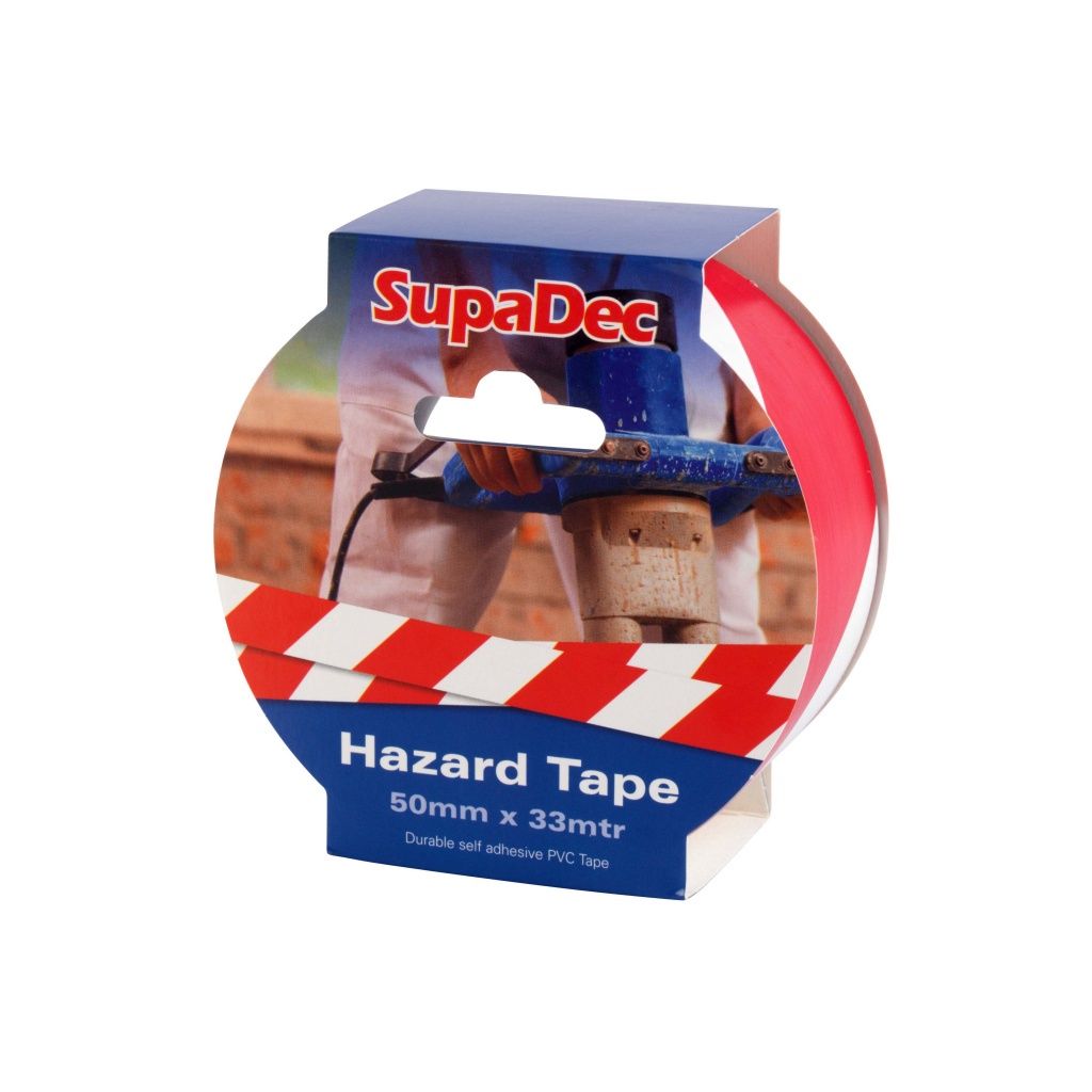 SUPADEC HAZARD TAPE RED/WHITE