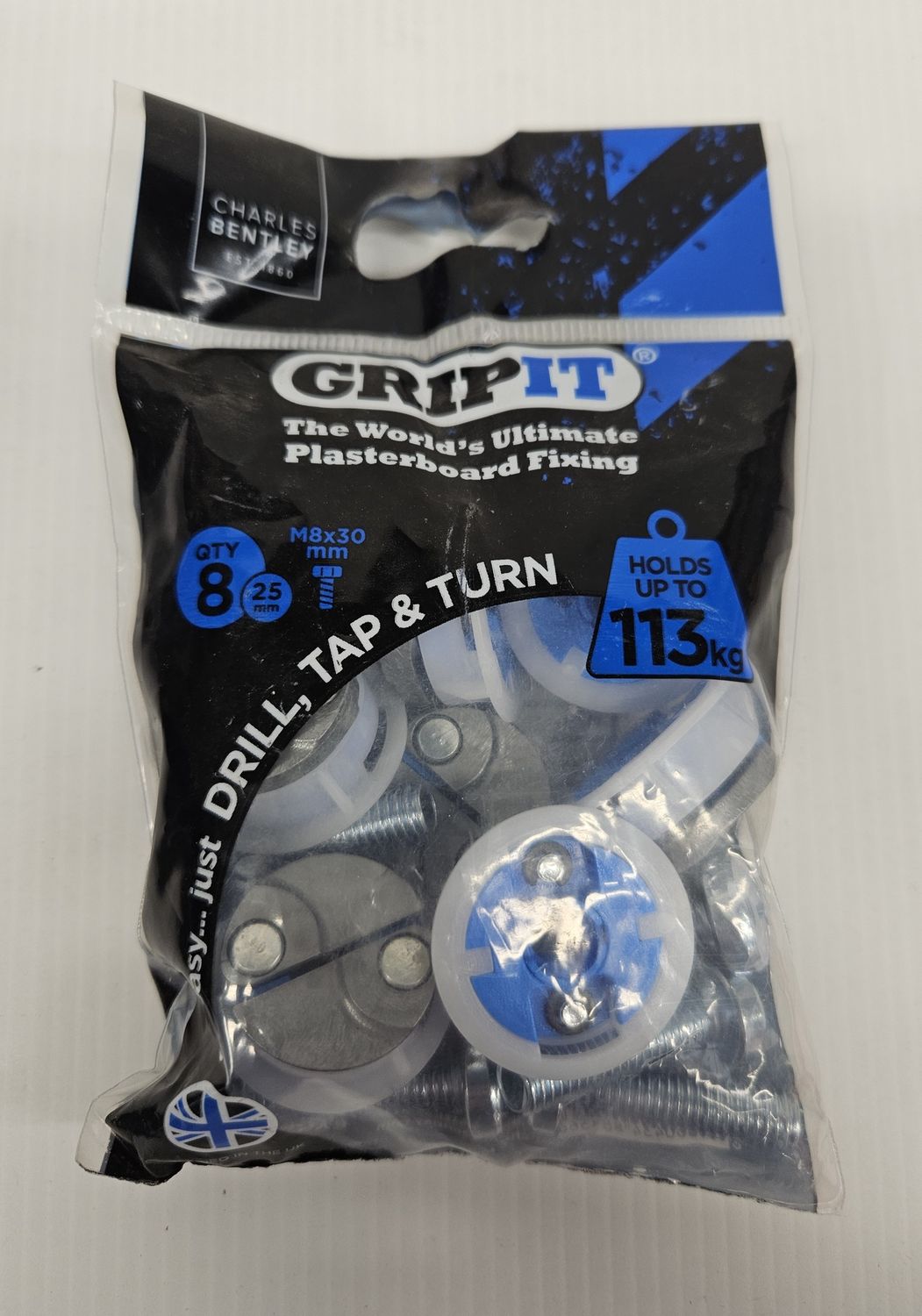 GRIPIT PLASTERBOARD FIXING BLUE 25mm PACK OF 8