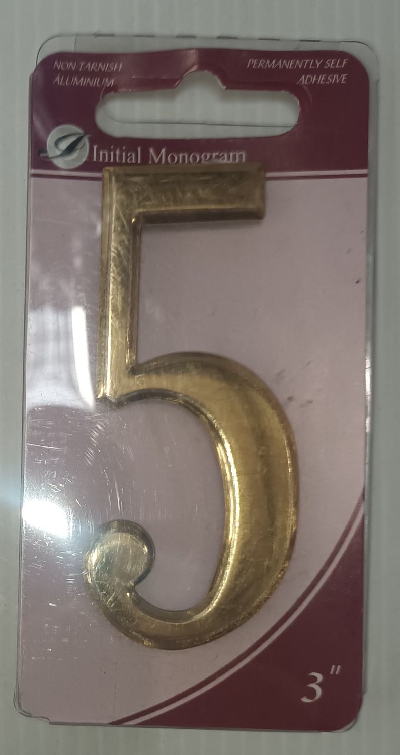 3" Gold Effect Numeral 5