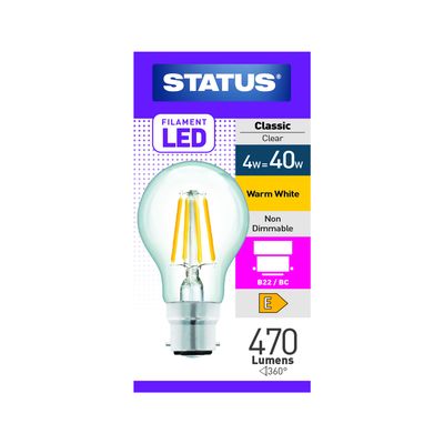 4W BC LED GLS CLEAR FILAMENT