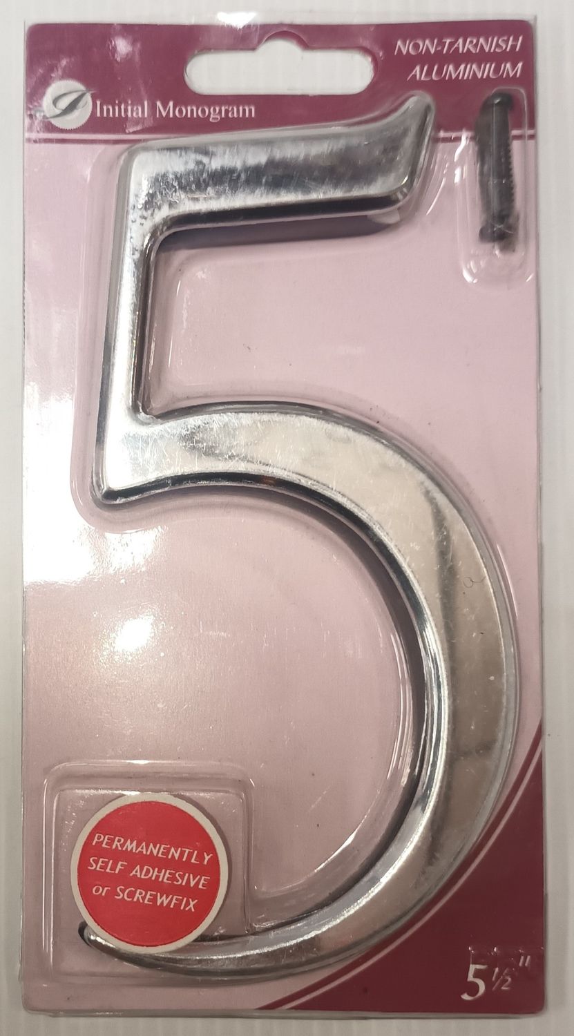 5 1/2" Silver Effect Number 5