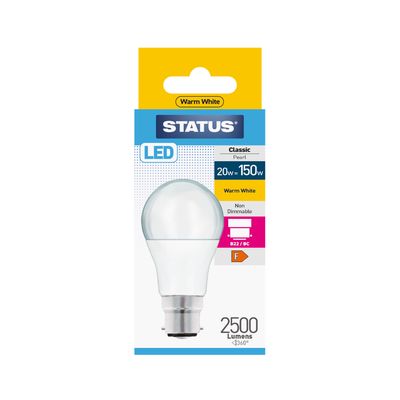 20W=150W LED GLS B22 WARM WHITE NON-DIMMABLE
