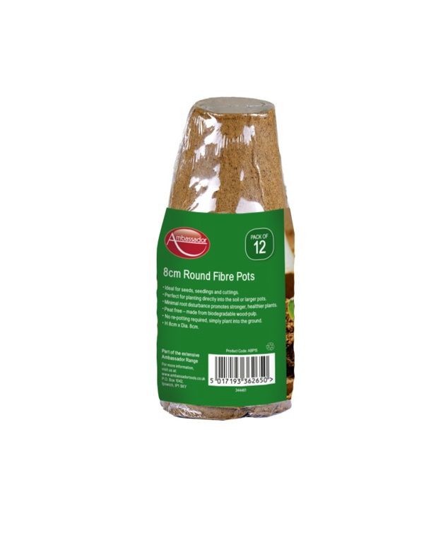 Ambassador Fibre Pots Round 8cm 12Pk