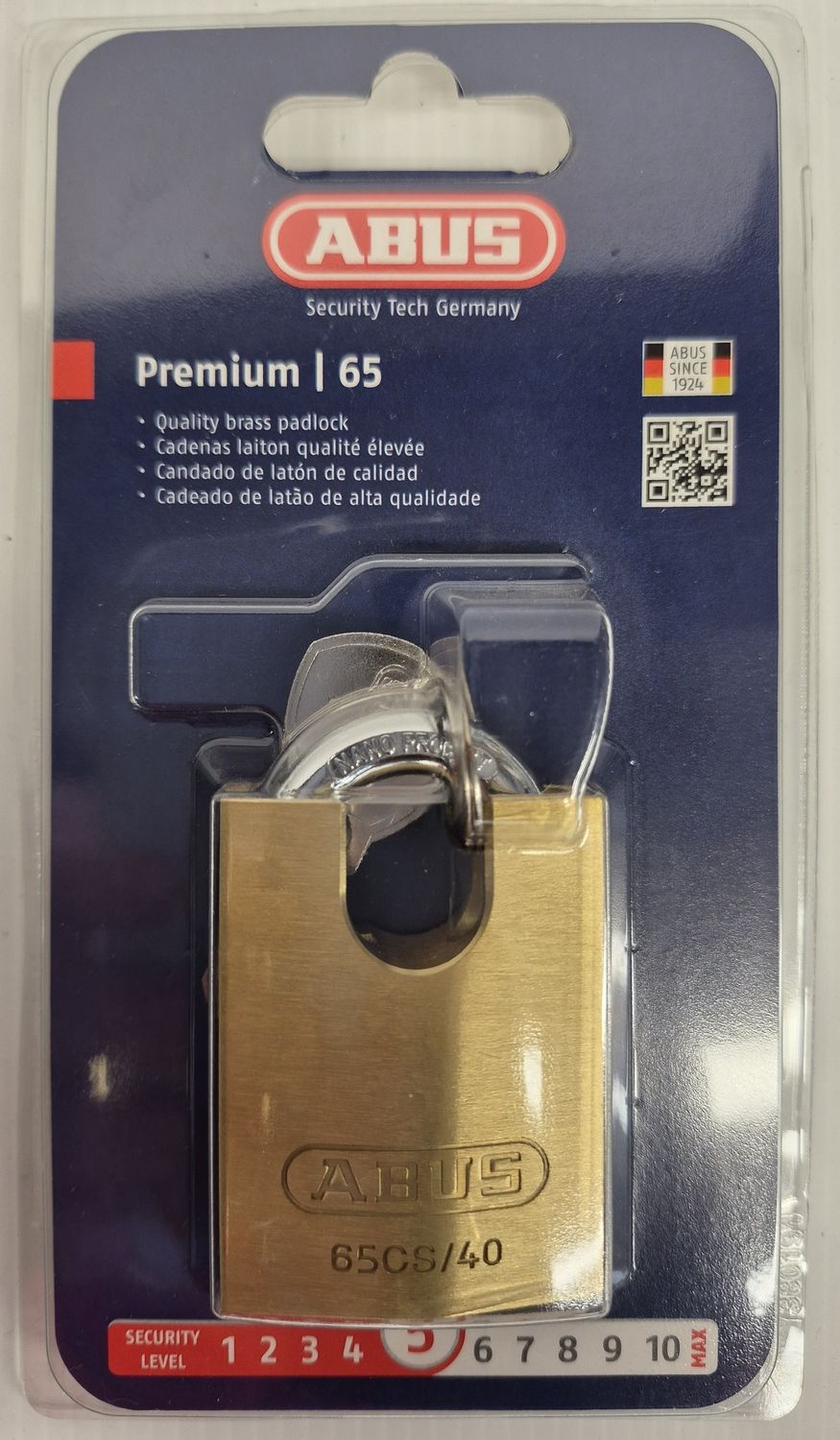 65/40 BRASS CLOSE SHACKLE PADLOCK