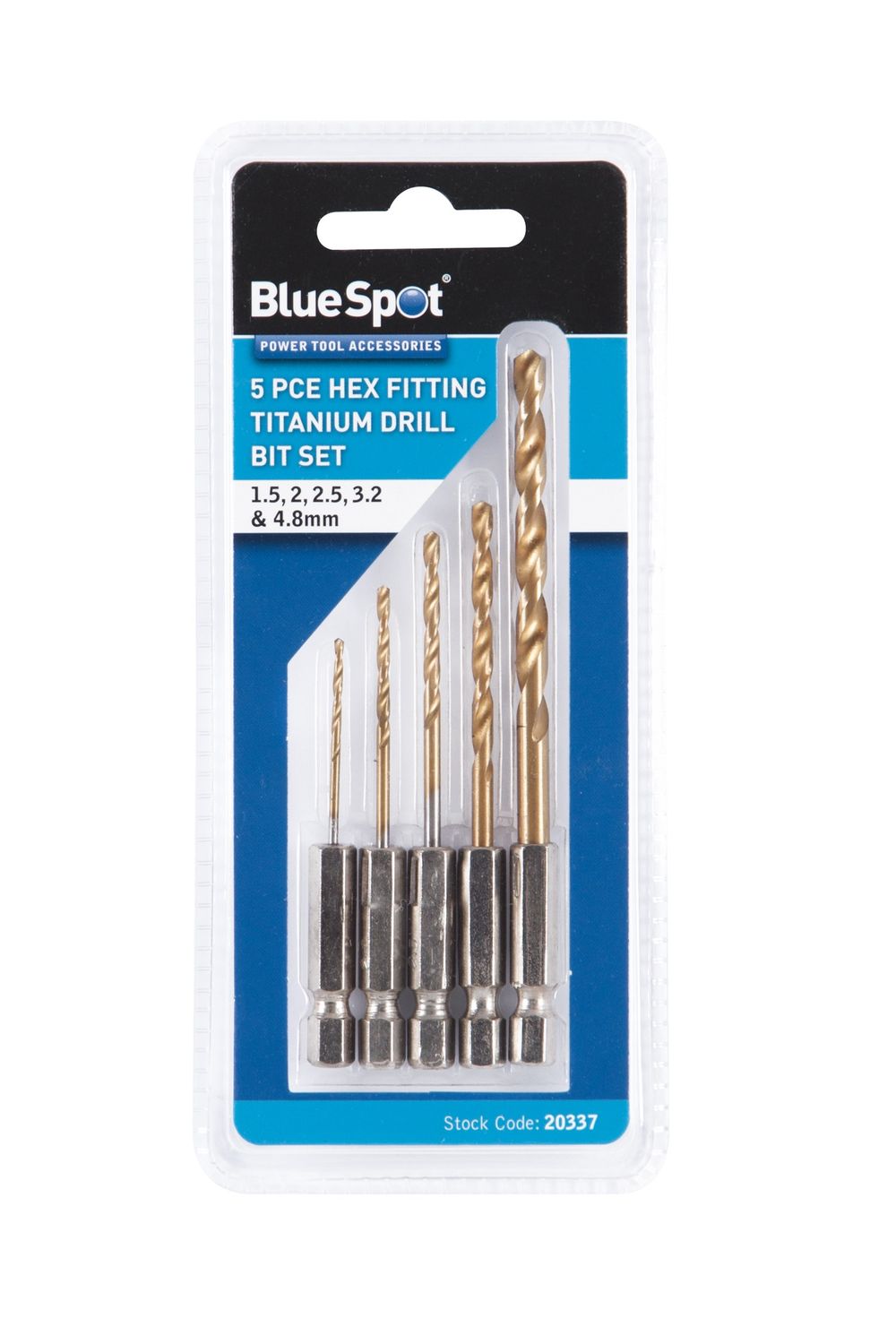 BLUESPOT 5PC HEX TITANIUM DRILL BIT SET
