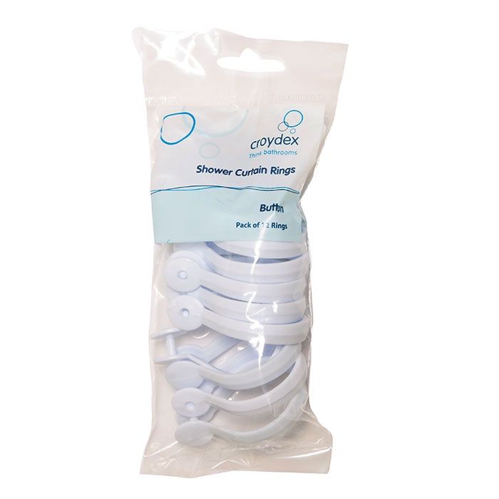 BUTTON SHOWER CURTAIN RINGS WHITE AK142222