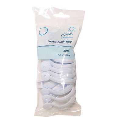 BUTTON SHOWER CURTAIN RINGS WHITE AK142222