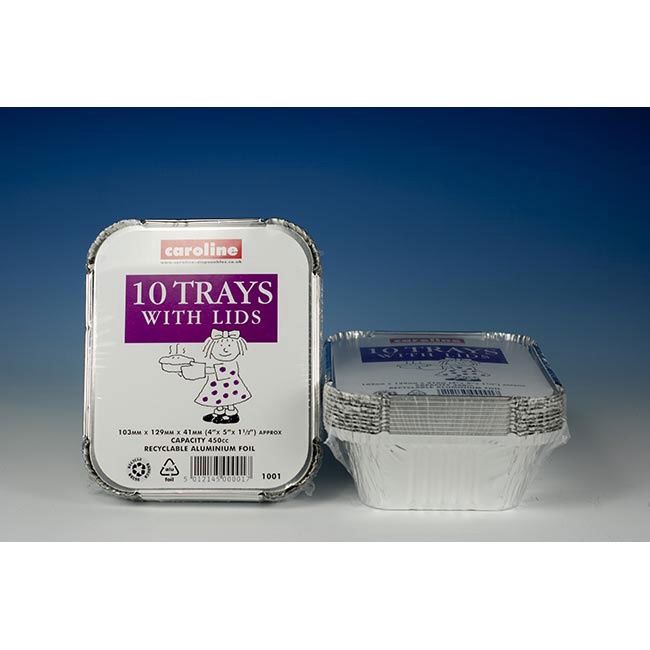 CAROLINE 16OZ FOIL TRAY &amp; LIDS 1001