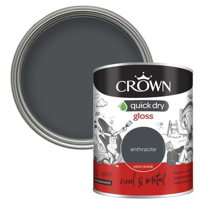 Crown Quick Dry Gloss 750ml  Anthracite