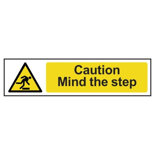 CAUTION MIND THE STEP SIGN 200X50MM