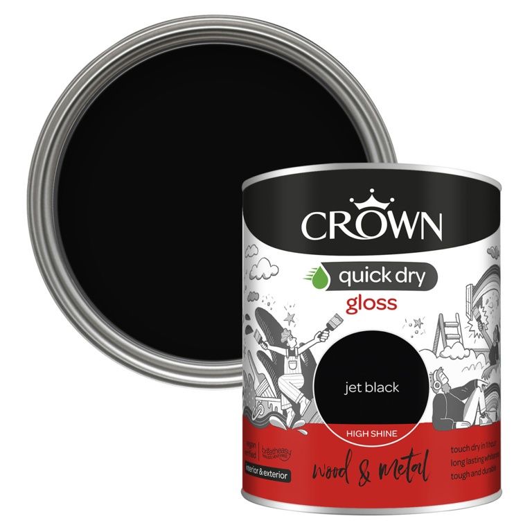 CROWN QUICK DRY GLOSS 750ML JET BLACK