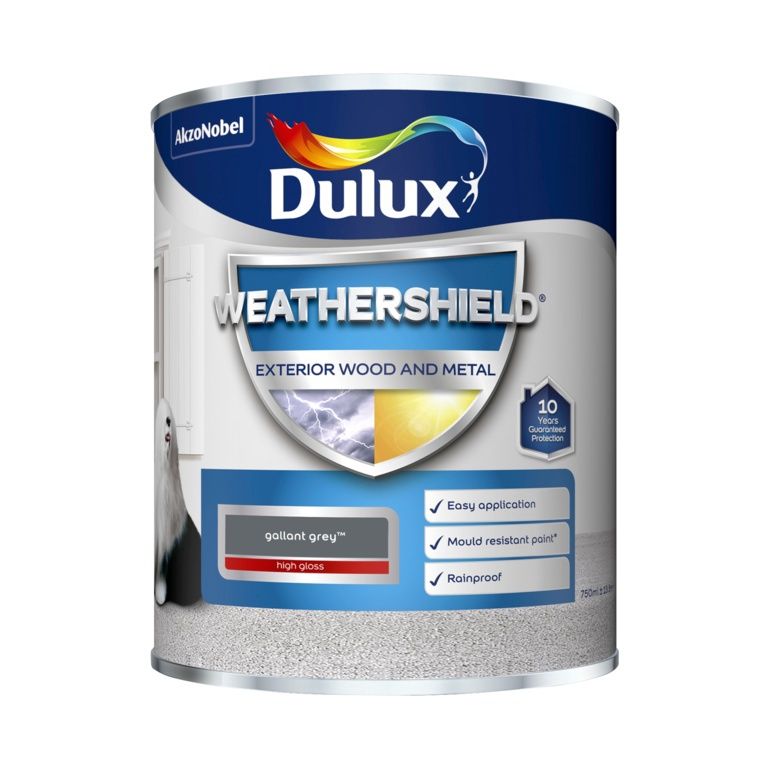 DULUX WEATHERSHIELD GLOSS GALLANT GREY 750ML