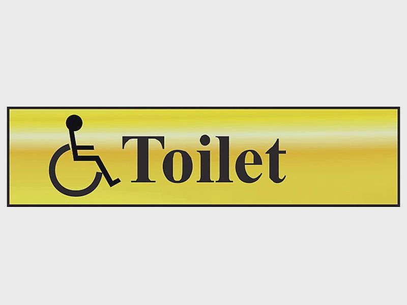 DISABLED TOILET SIGN BRASS 200X50MM