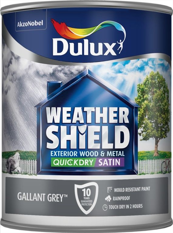 DULUX WEATHERSHIELD EXTERIOR SATIN GALLANT GREY 750ML