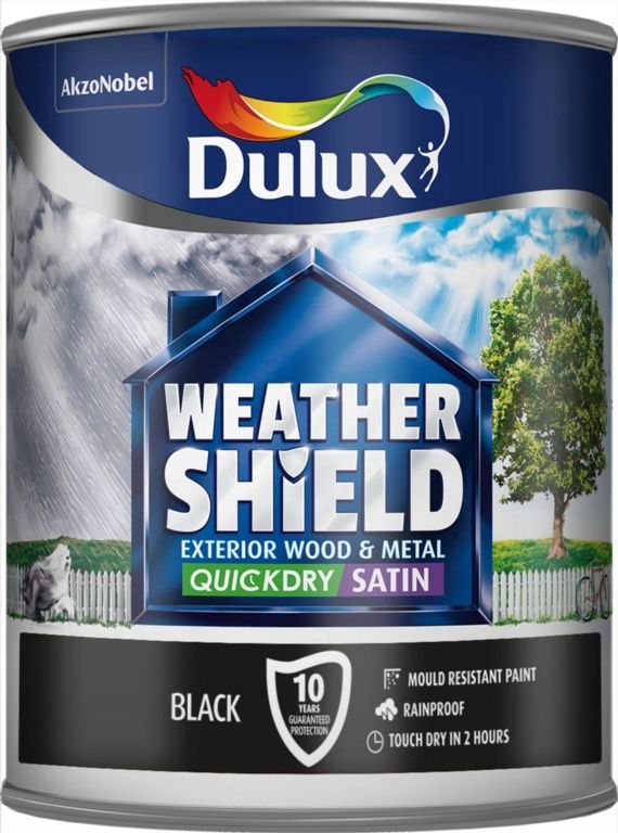 DULUX WEATHERSHIELD EXTERIOR SATIN BLACK 750ML