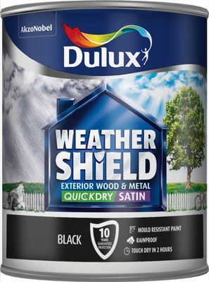 DULUX WEATHERSHIELD EXTERIOR SATIN BLACK 750ML