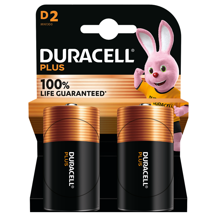 DURACELL D BATTERY 2PK