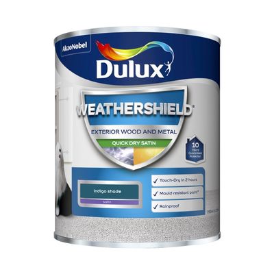 DULUX WEATHERSHIELD EXTERIOR SATIN INDIGO SHADE 750ML