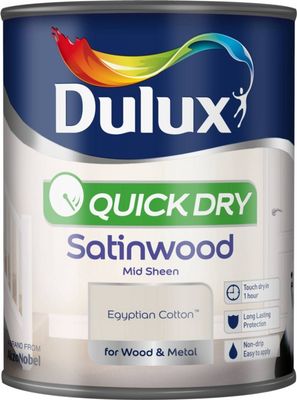 DULUX QUICK DRY SATINWOOD EGYPTIAN COTTON 750ML