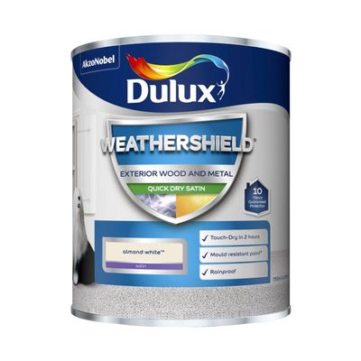 DULUX WEATHERSHIELD EXTERIOR SATIN ALMOND WHITE 750ML