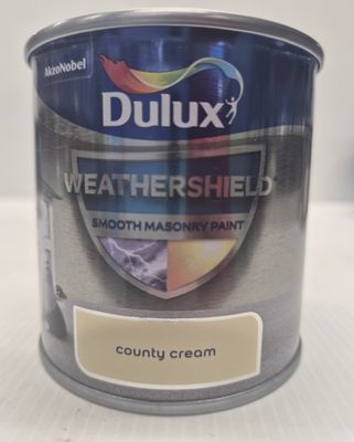 DULUX WEATHERSHIELD MASONRY PAINT SMOOTH TESTER COUNTY CREAM 250ml