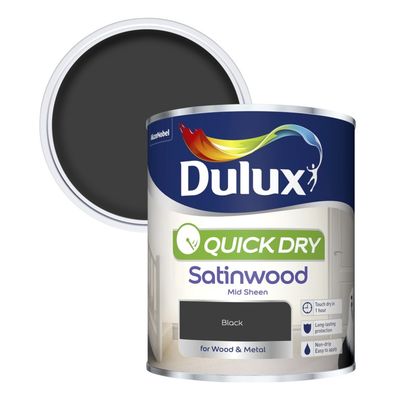 DULUX QUICK DRY SATINWOOD BLACK 750ML