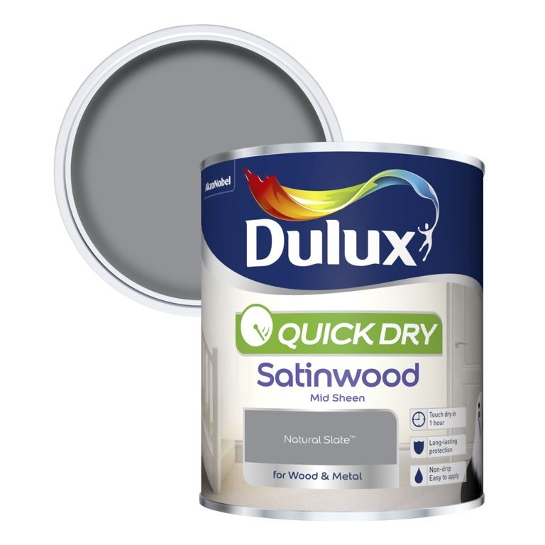 DULUX QUICK DRY SATINWOOD NATURAL SLATE 750ML