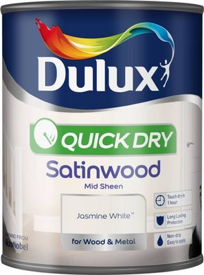 DULUX QUICK DRY SATINWOOD JASMINE WHITE 750ML