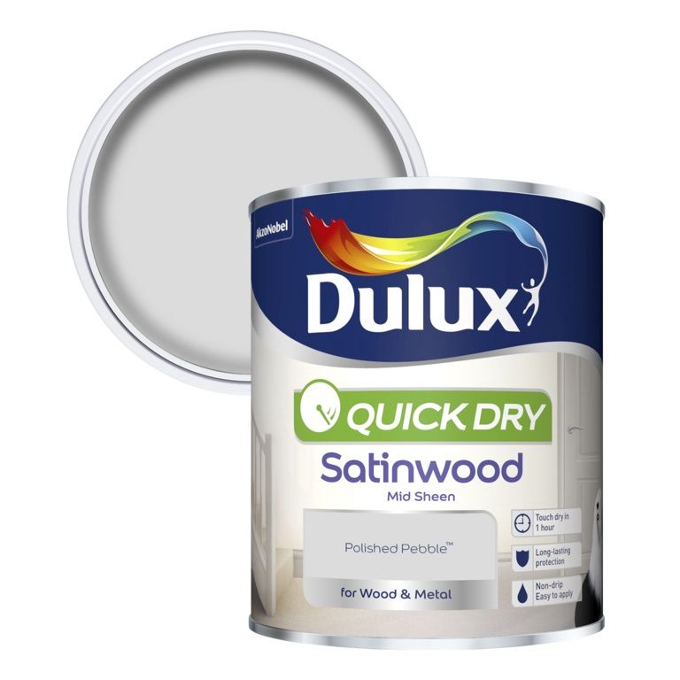 DULUX QUICK DRY SATINWOOD POLISHED PEBBLE 750ML