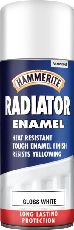 Hammerite Radiator Enamel Gloss White Spray 400ml