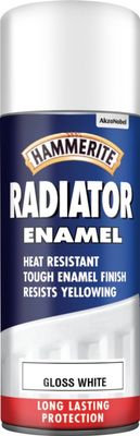 Hammerite Radiator Enamel Gloss White Spray 400ml