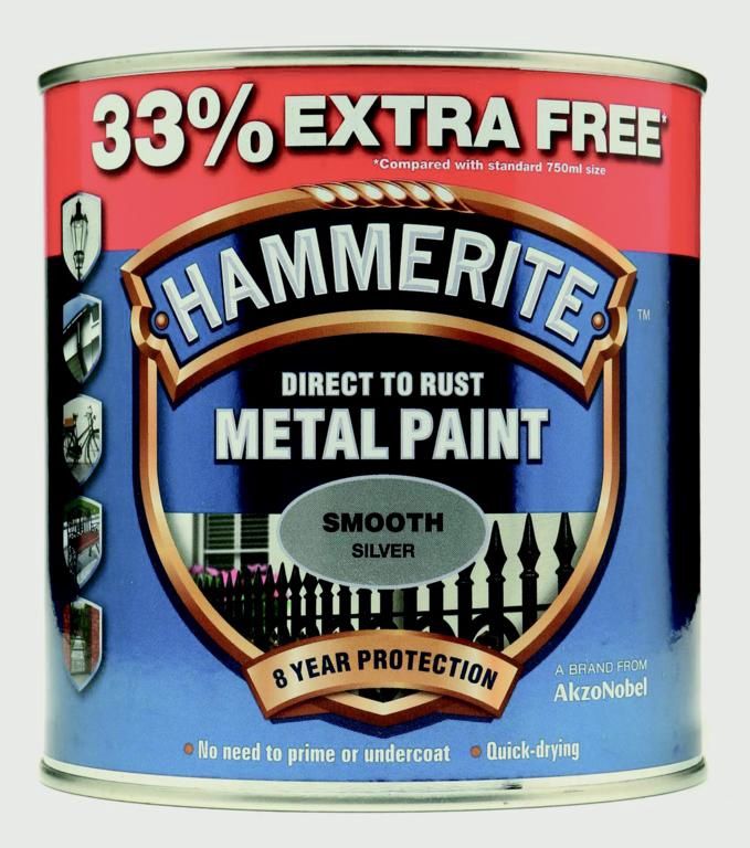 HAMMERITE SMOOTH SILVER 750ML+33%
