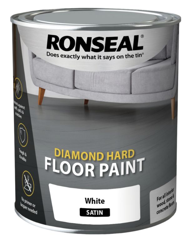 RONSEAL DIAMOND HARD FLOOR PAINT WHITE 750ML