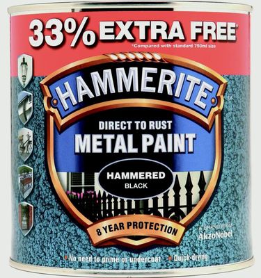 HAMMERITE HAMMERED BLACK 750ML+33% (1LTR)