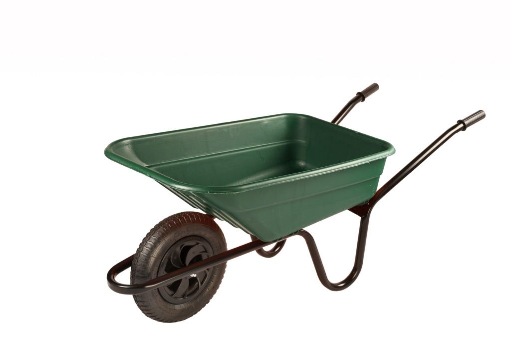 WHEELBARROW GREEN POLY PAN BLACK COATED FRAME SHGP