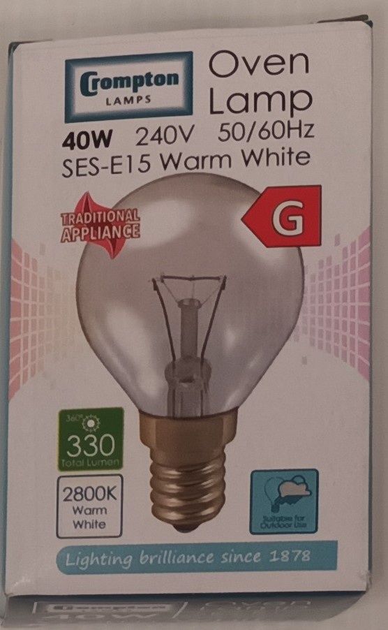 CROMPTON 40W WARM WHITE OVEN LAMP
