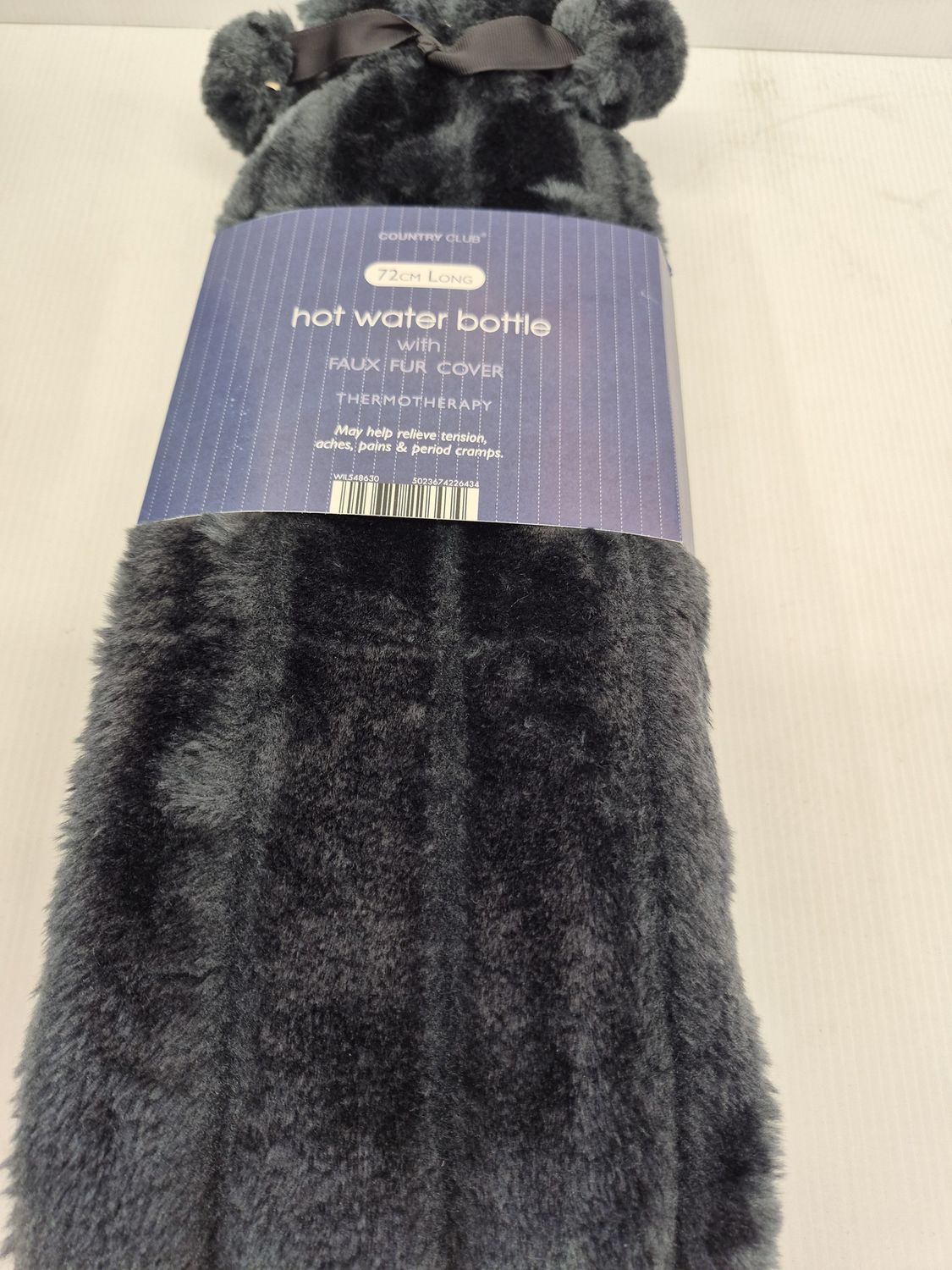 Long Hot Water Bottle Faux Fur Grey