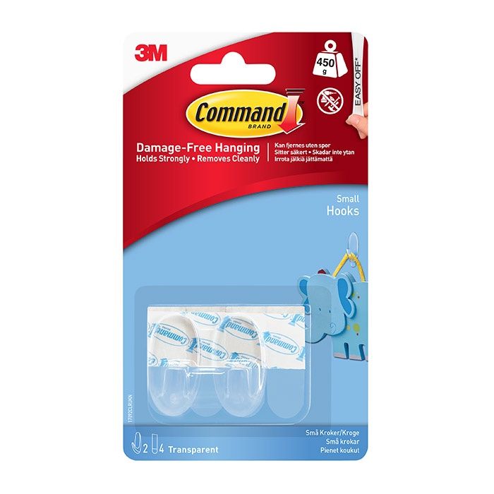COMMAND SMALL CLEAR HOOKS 17092CLR
