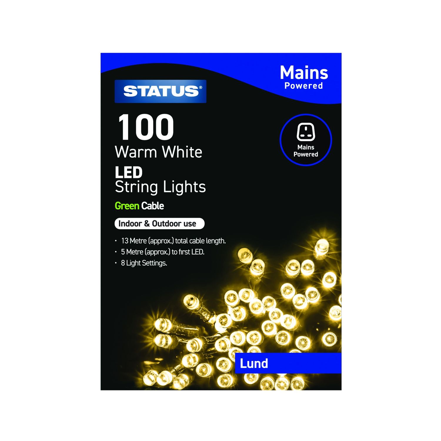 LED 100 WARM WHITE MAINS STRING LIGHTS
