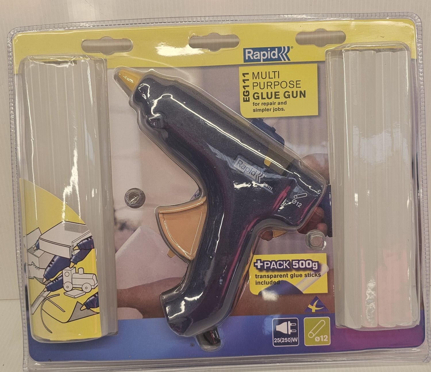 RAPID M/PURPOSE GLUE GUN &amp; GLUE STICKS