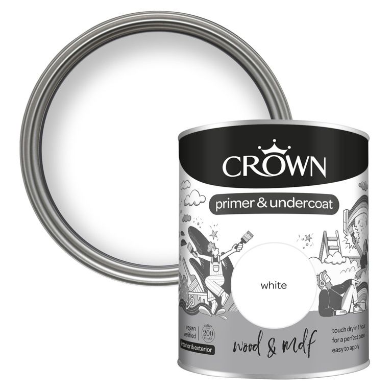 CROWN QUICK DRY WOOD PRIMER UNDERCOAT PBW 750ML