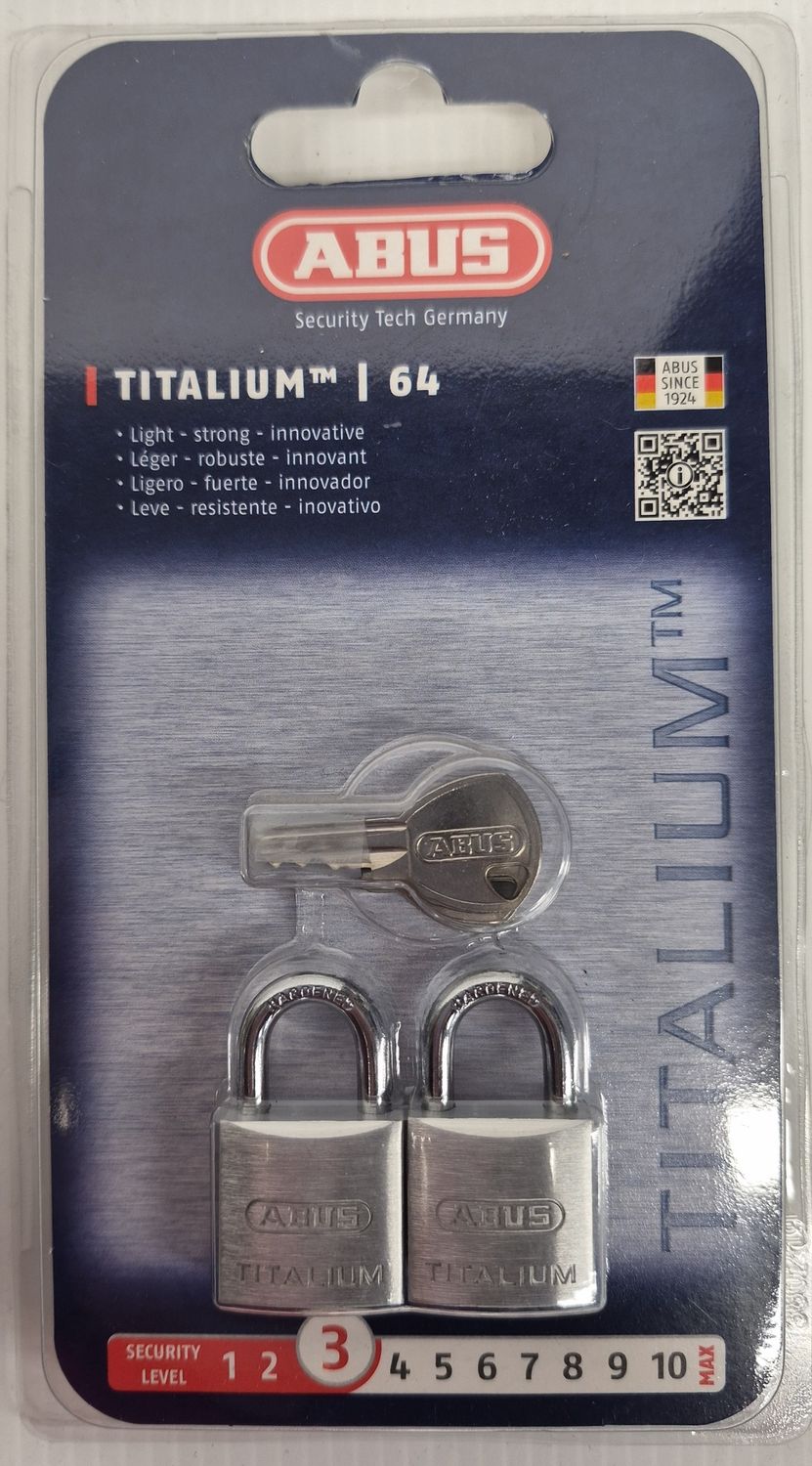 ABUS TITANIUM 64TI/20 TWIN PAIR KEYED ALIKE