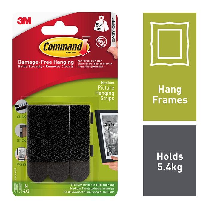 COMMAND MEDIUM PICTURE STRIPS BLACK 17201BLK
