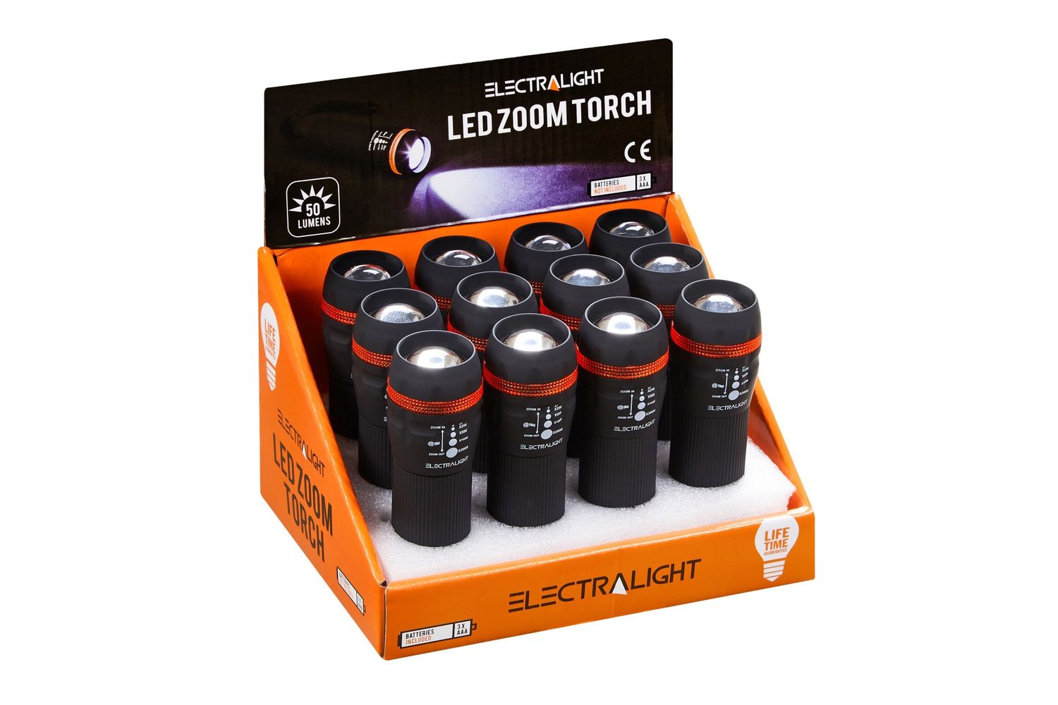 ELECTRALIGHT 1W LED ZOOM TORCH, WITH BATTERIES
