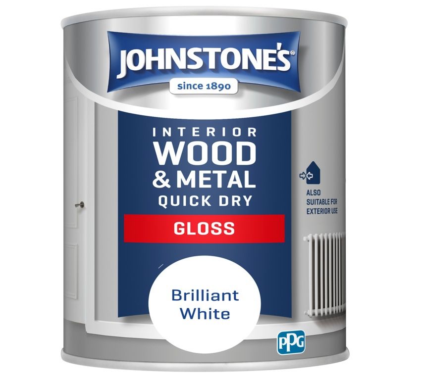 JOHNSTONES QUICK DRY GLOSS BRILLIANT WHITE 750ML