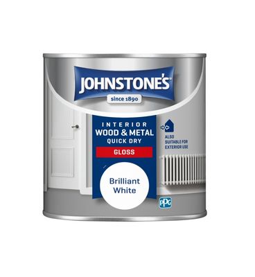JOHNSTONES  QUICK DRY GLOSS BRILLIANT WHITE 250ML